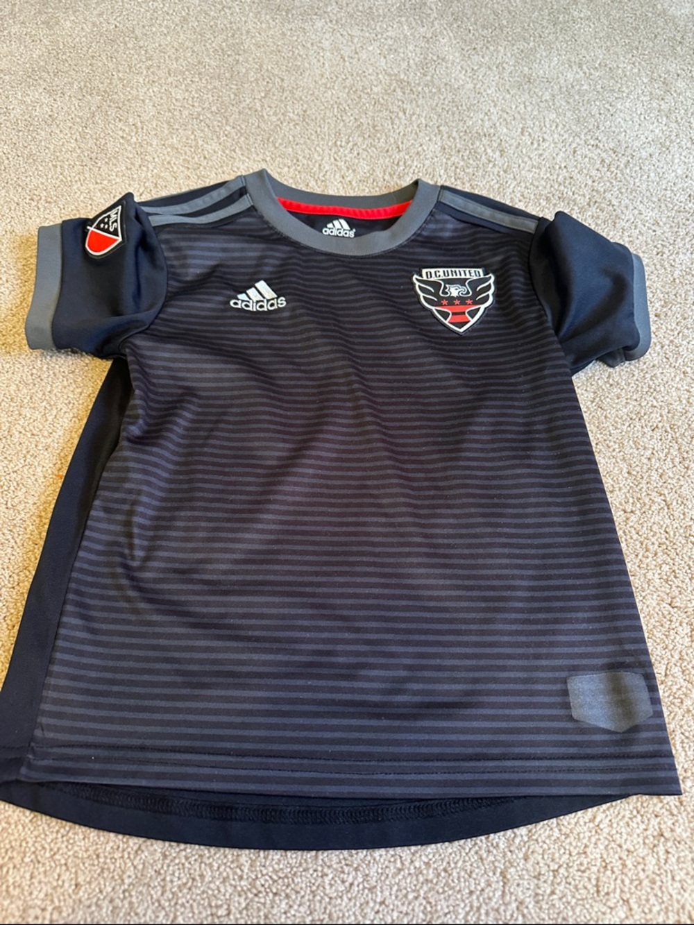 adidas Black and Gray DC United Kids Soccer Jersey